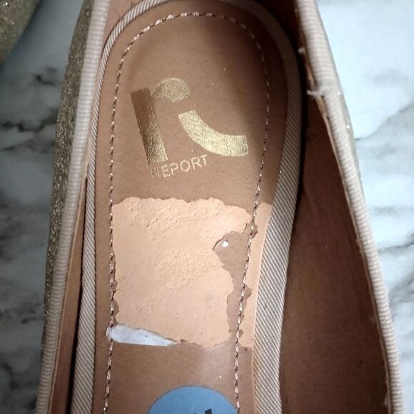 Report Gold Glitter Shimmer Pointed Toe Flats Size 8.5 - Picture 5 of 9